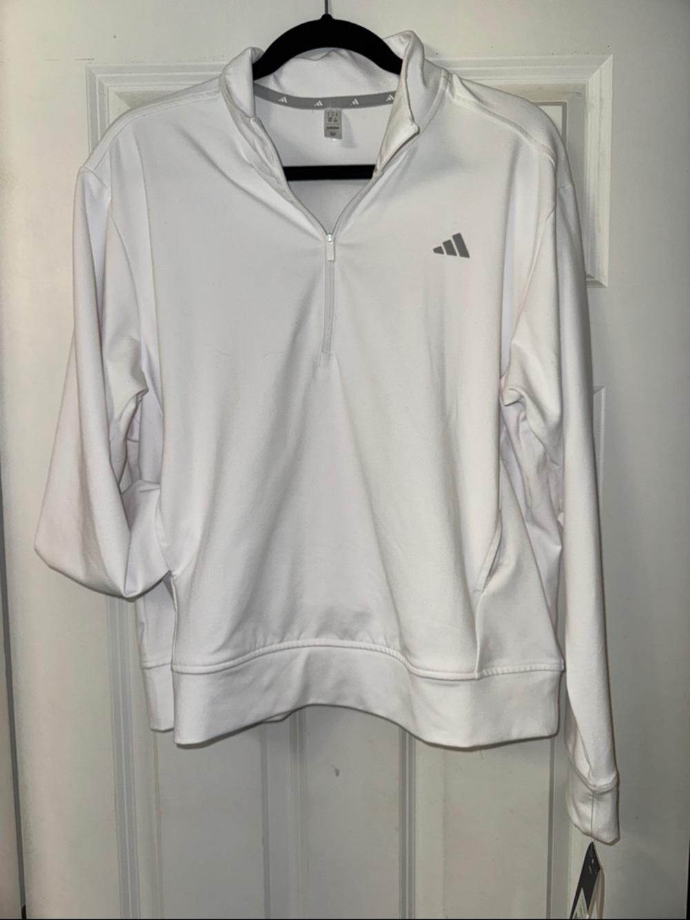adidas White Half-Zip Performance Pullover